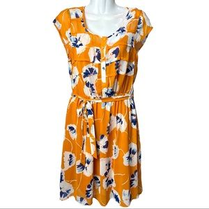 ModCloth | Orange Floral Print Dress | Size Small